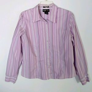 Style & Co Lavender Striped Blouse 16